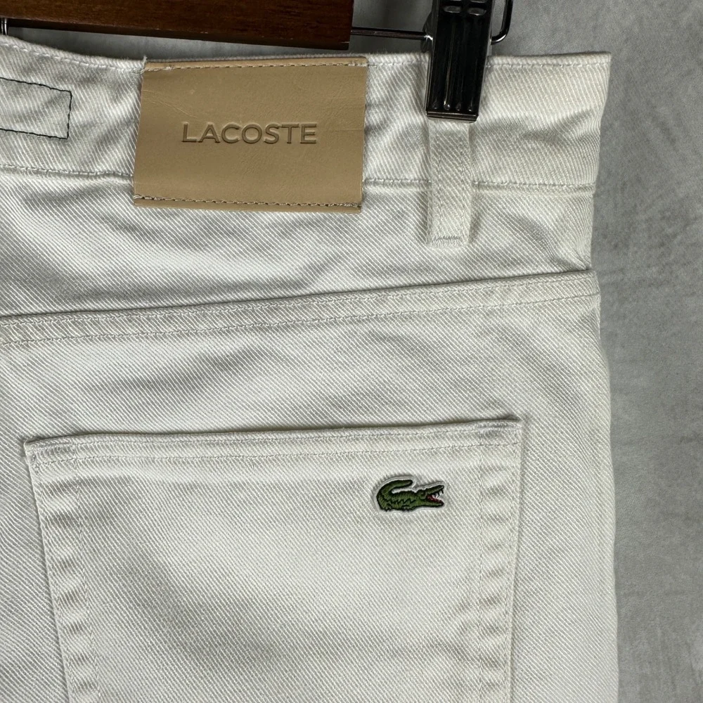 Lacoste Mens White Straight Fit Denim Jeans 100% Cotton W32 L32 5 Pocket NWT‎